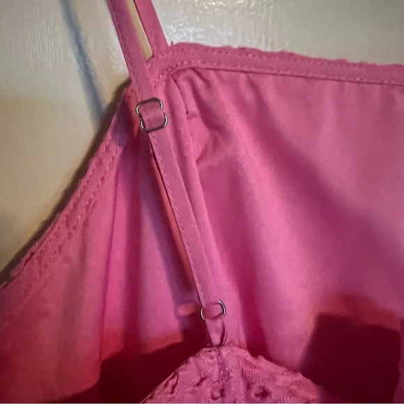 NWT RSQ Pink Cotton Eyelet Slip Mini Dress Barbie Size Large - Picture 5 of 10